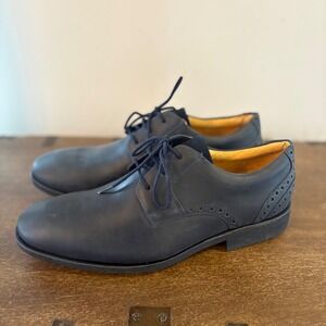 Sandro Moscoloni Mens Black Leather Wingtip Brogue Oxford Shoes Size 11D